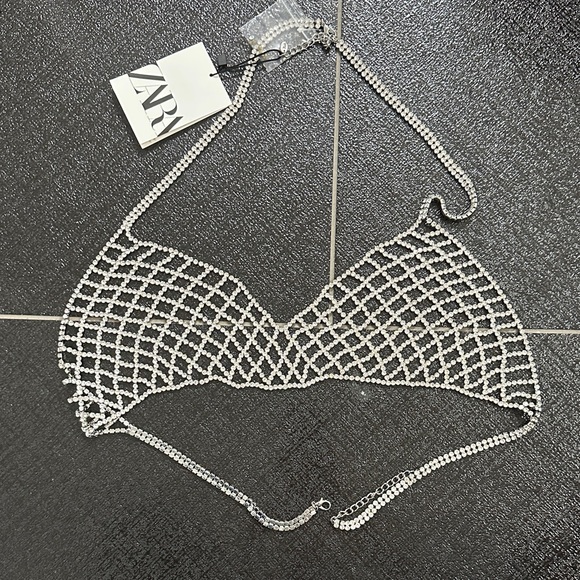 Zara Accessories - Zara Glittering Silver Rhinestone Top